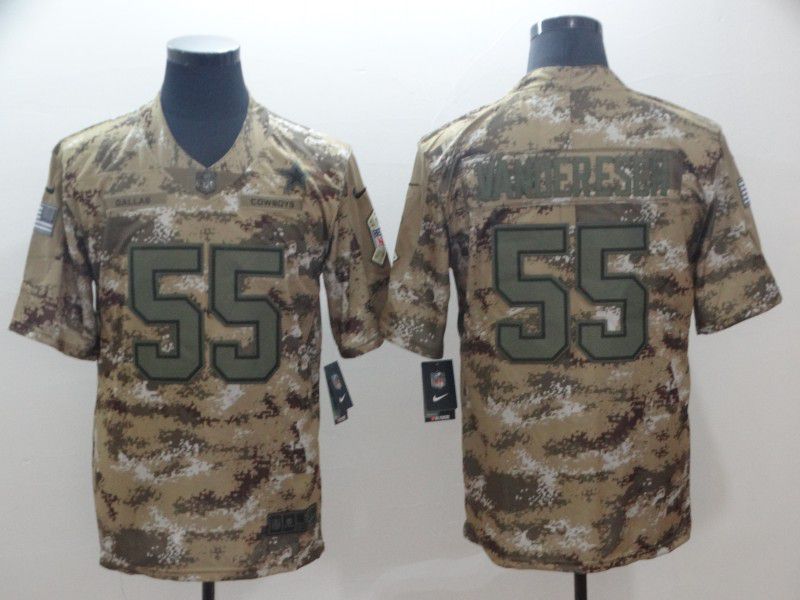 Men Dallas Cowboys 55 Vander esch Camo Nike Olive Salute To Service Limited NFL Jersey